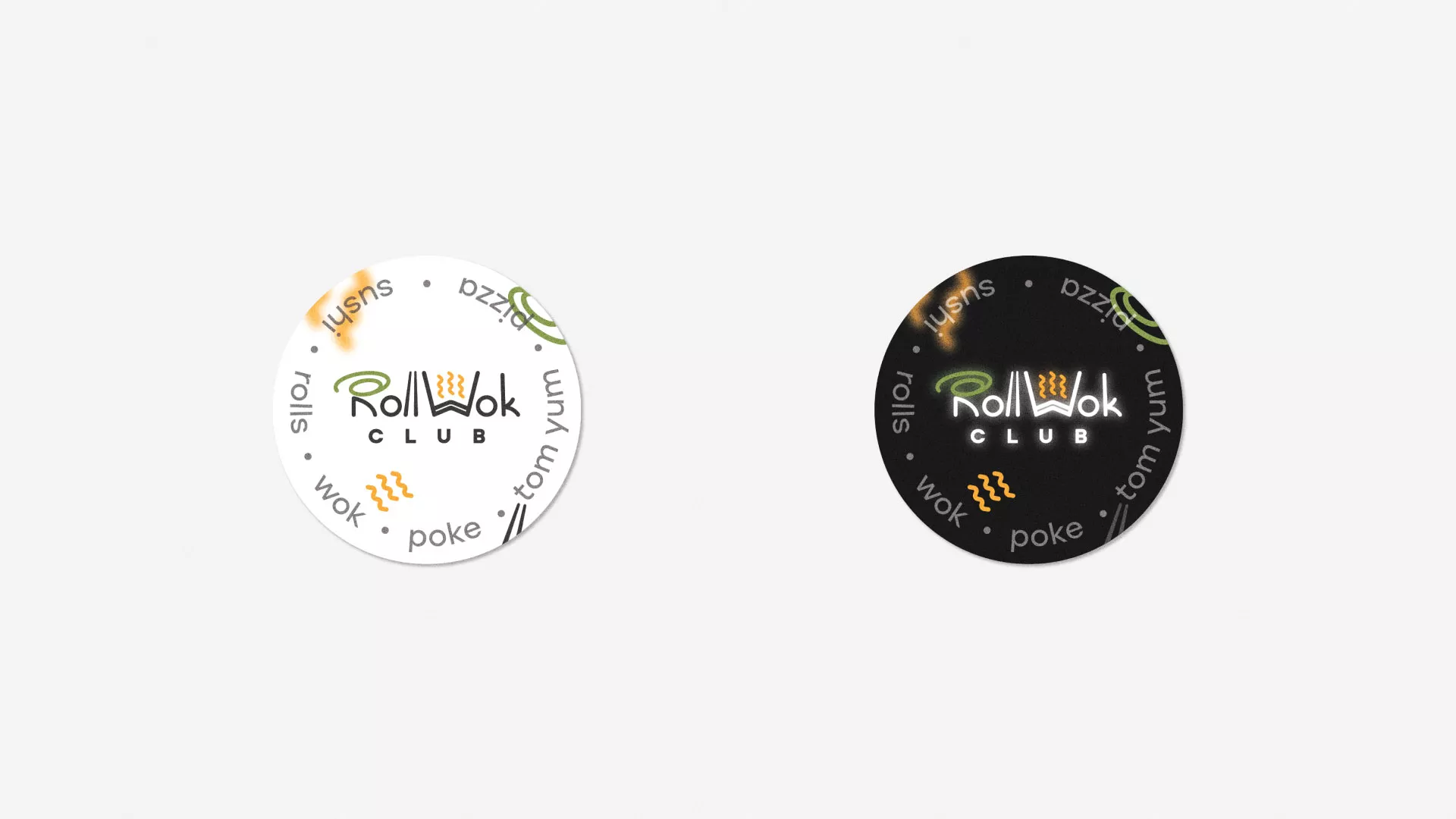 Разработка наклеек для суши-бара «Roll Wok Club» в Пролетарске