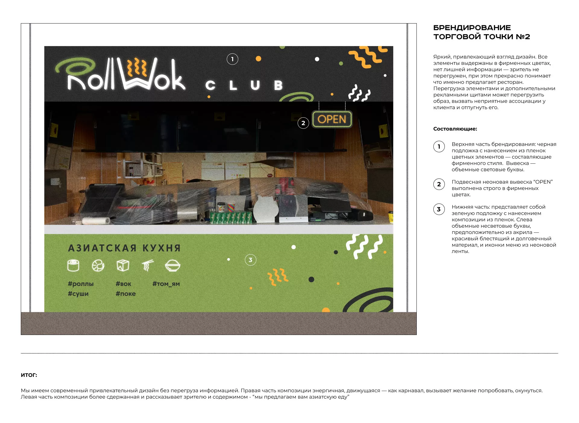 Брендирование торговых точек суши-бара «Roll Wok Club» в Пролетарске