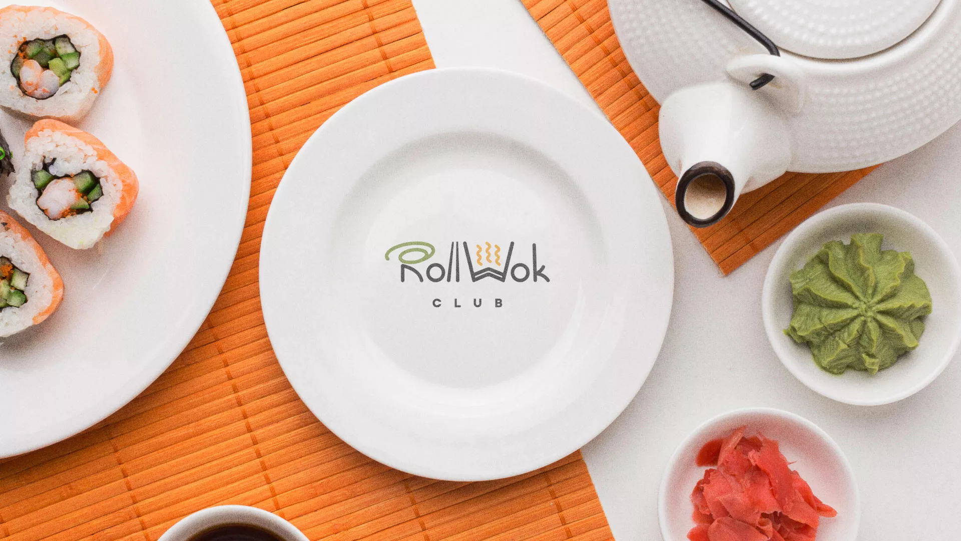 Разработка логотипа и фирменного стиля в Пролетарске для суши-бара «Roll Wok Club»